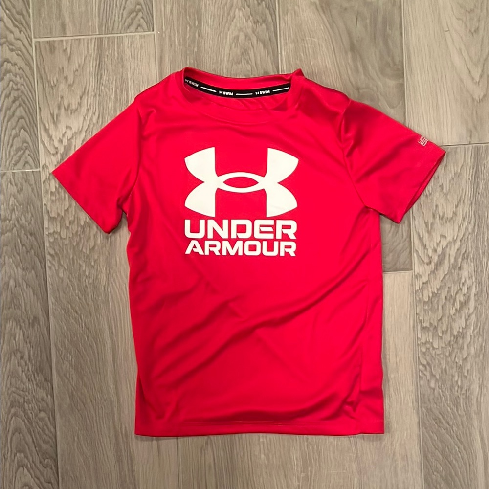 Under Armour Kids Red Swim Rash Guard T-Shirt Size 6